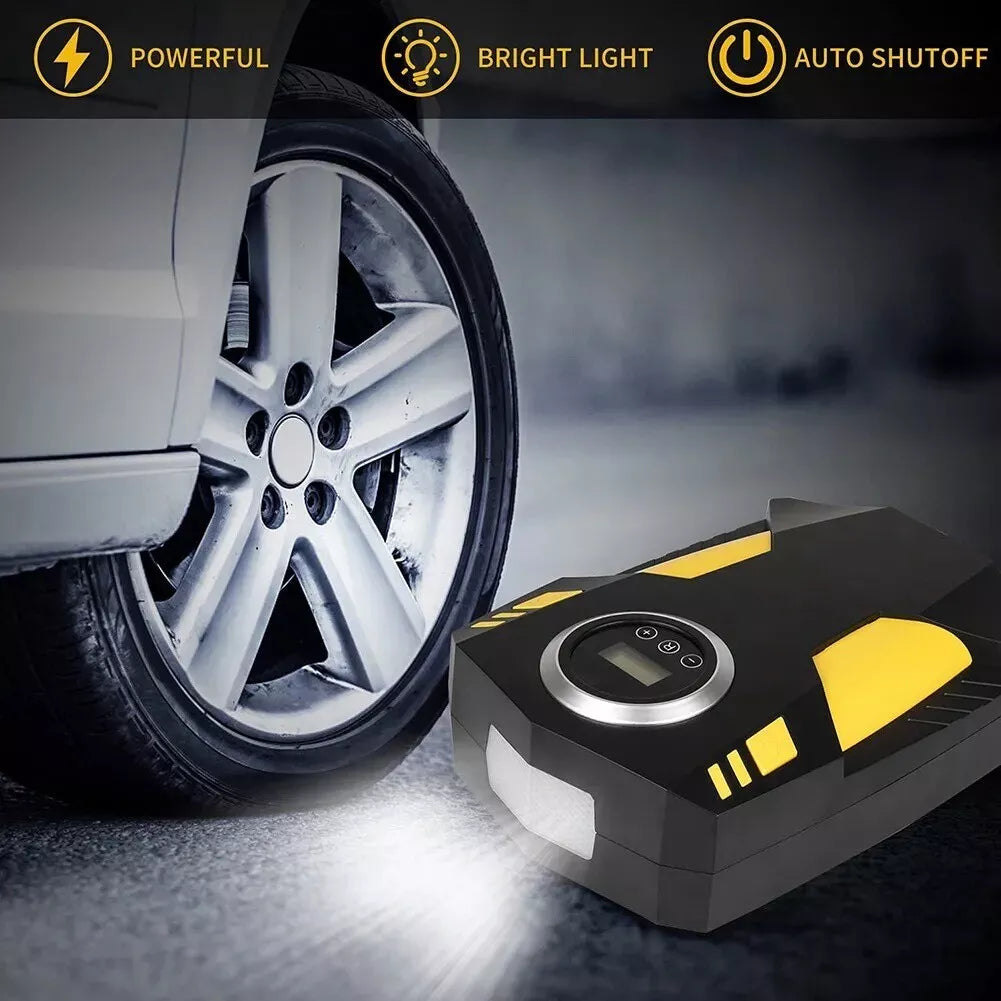 Multifunkční 12V kompresor do auta s digitálním displejem a LED světlem