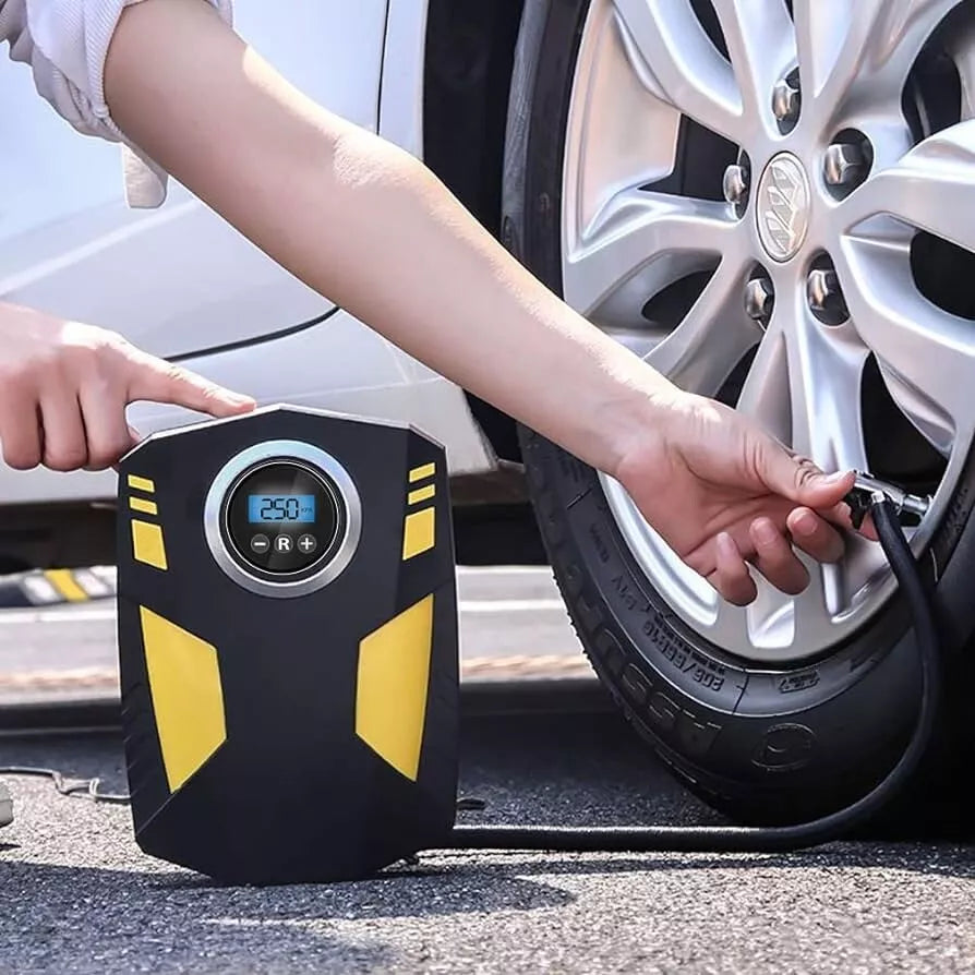 Multifunkční 12V kompresor do auta s digitálním displejem a LED světlem