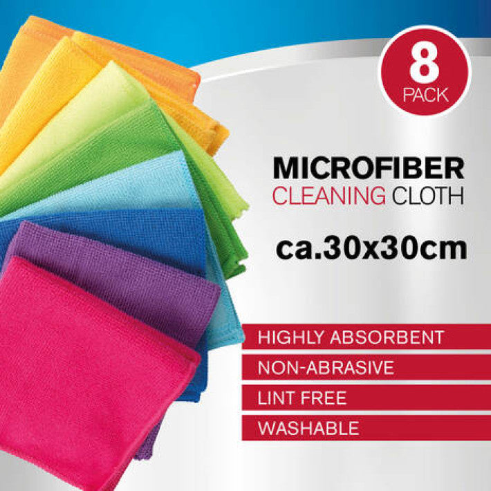 Mikrofasertücher, bunt, 8er-Set – 30 x 30 cm