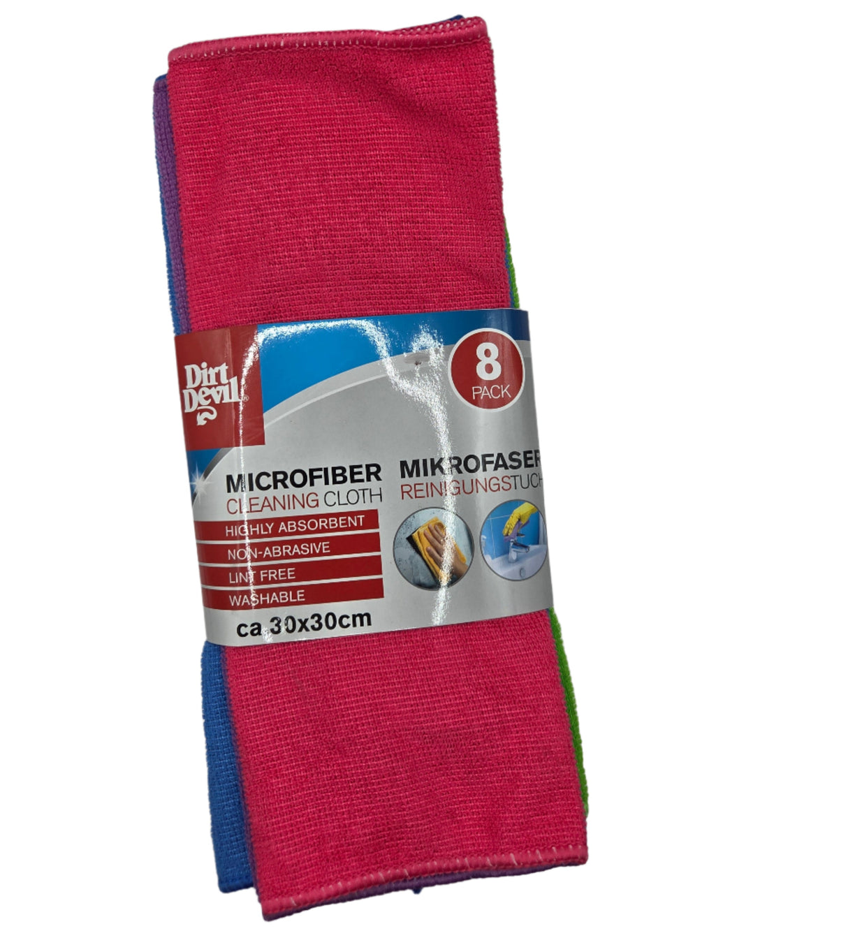 Mikrofasertücher, bunt, 8er-Set – 30 x 30 cm