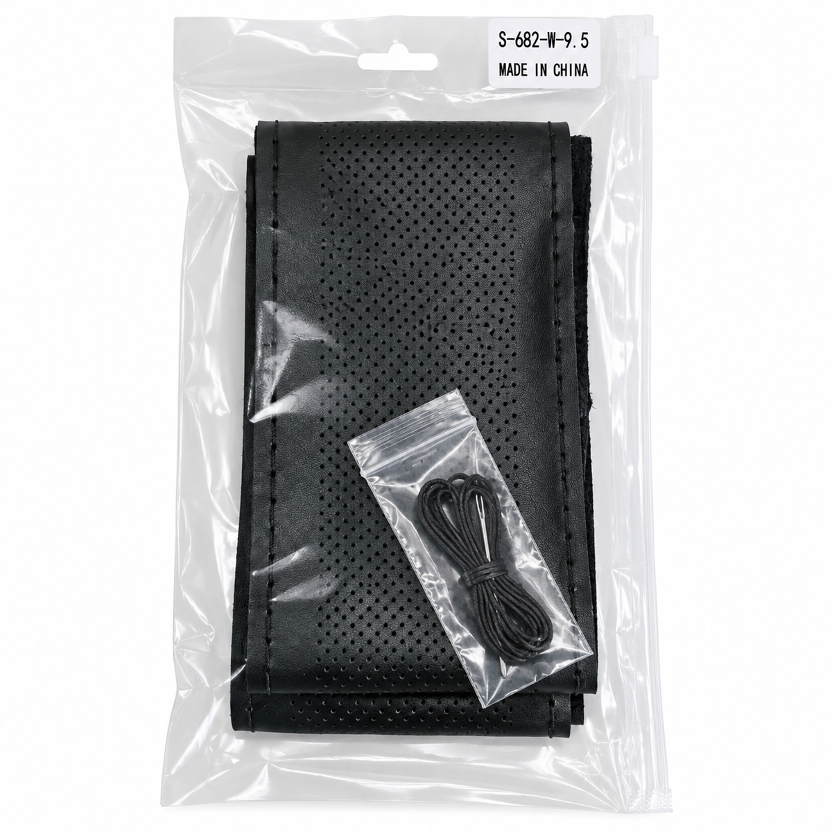 Leather Steering Wheel Cover 37–38 cm Stitch On Black Perforated Design