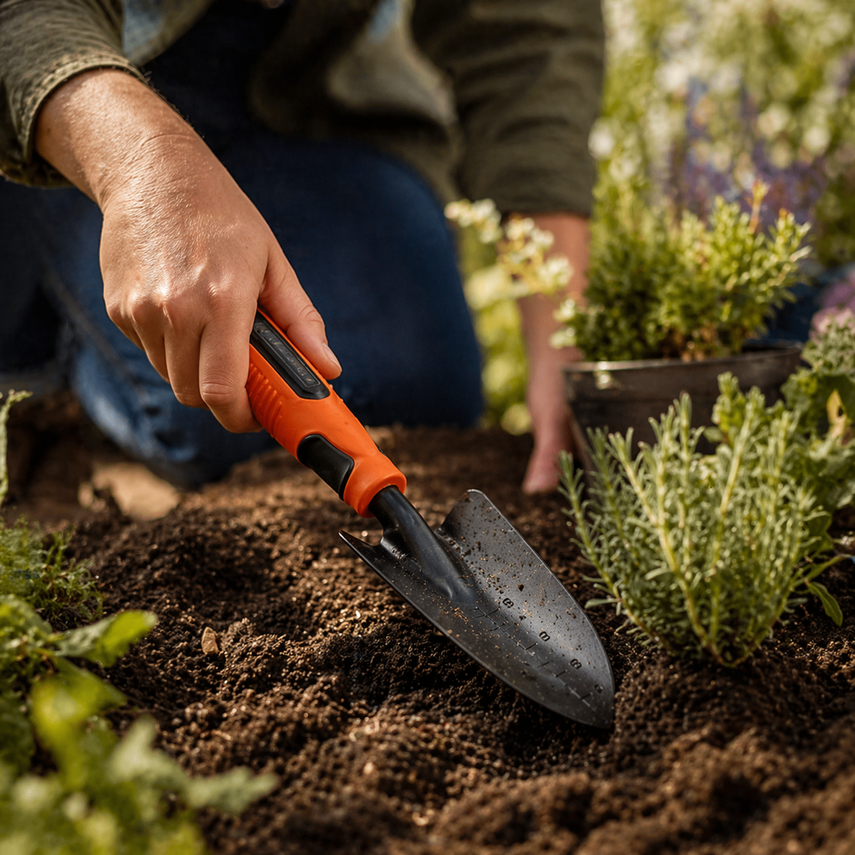 Gartenpflanzkelle mit ergonomischem Griff – leichtes Handwerkzeug zum Pflanzen und Graben