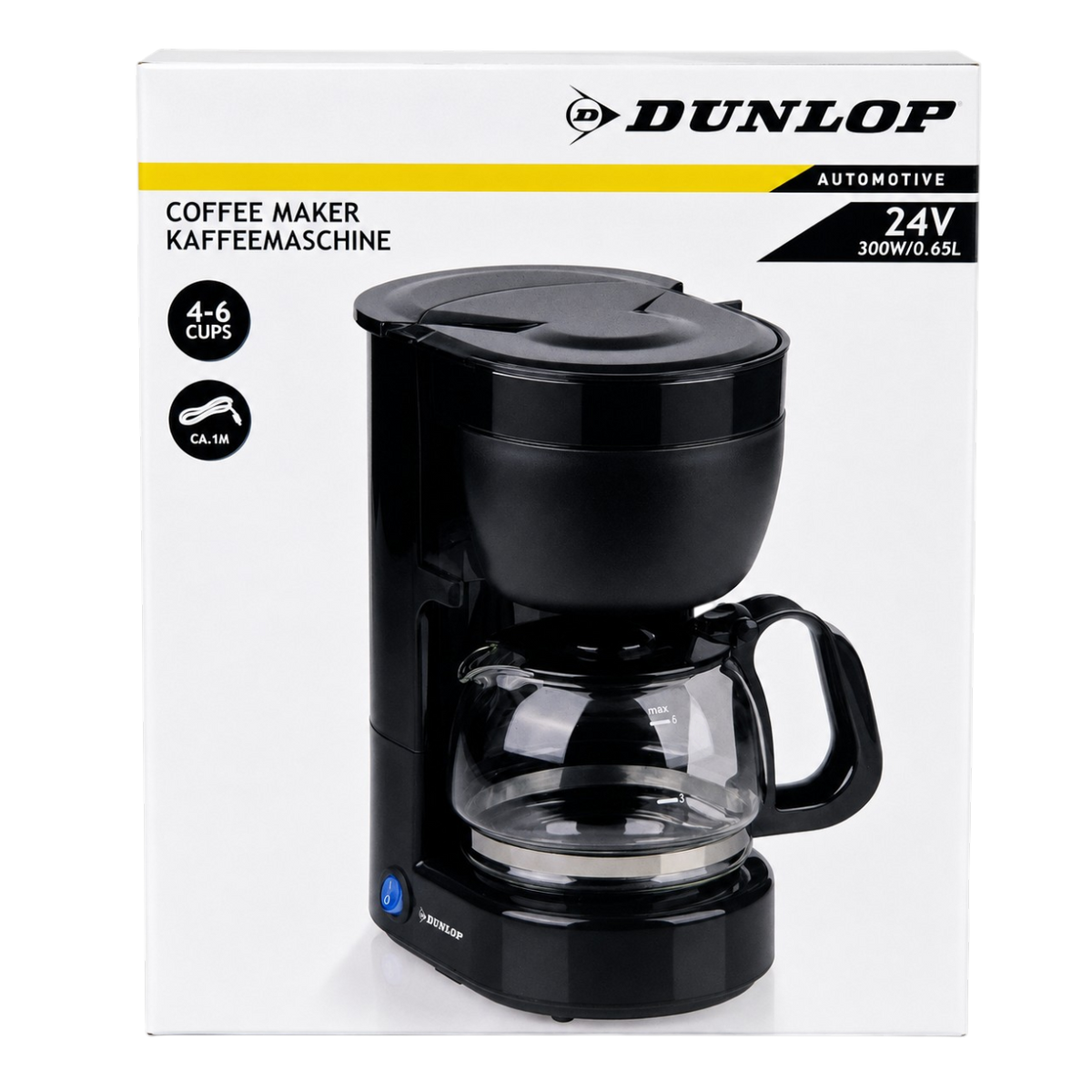 Car coffee maker 24V 300W with 0.65L Glass Carafe