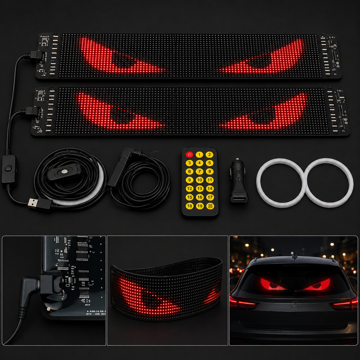 LED Eye Display Set with Remote, 12V, 590x120mm