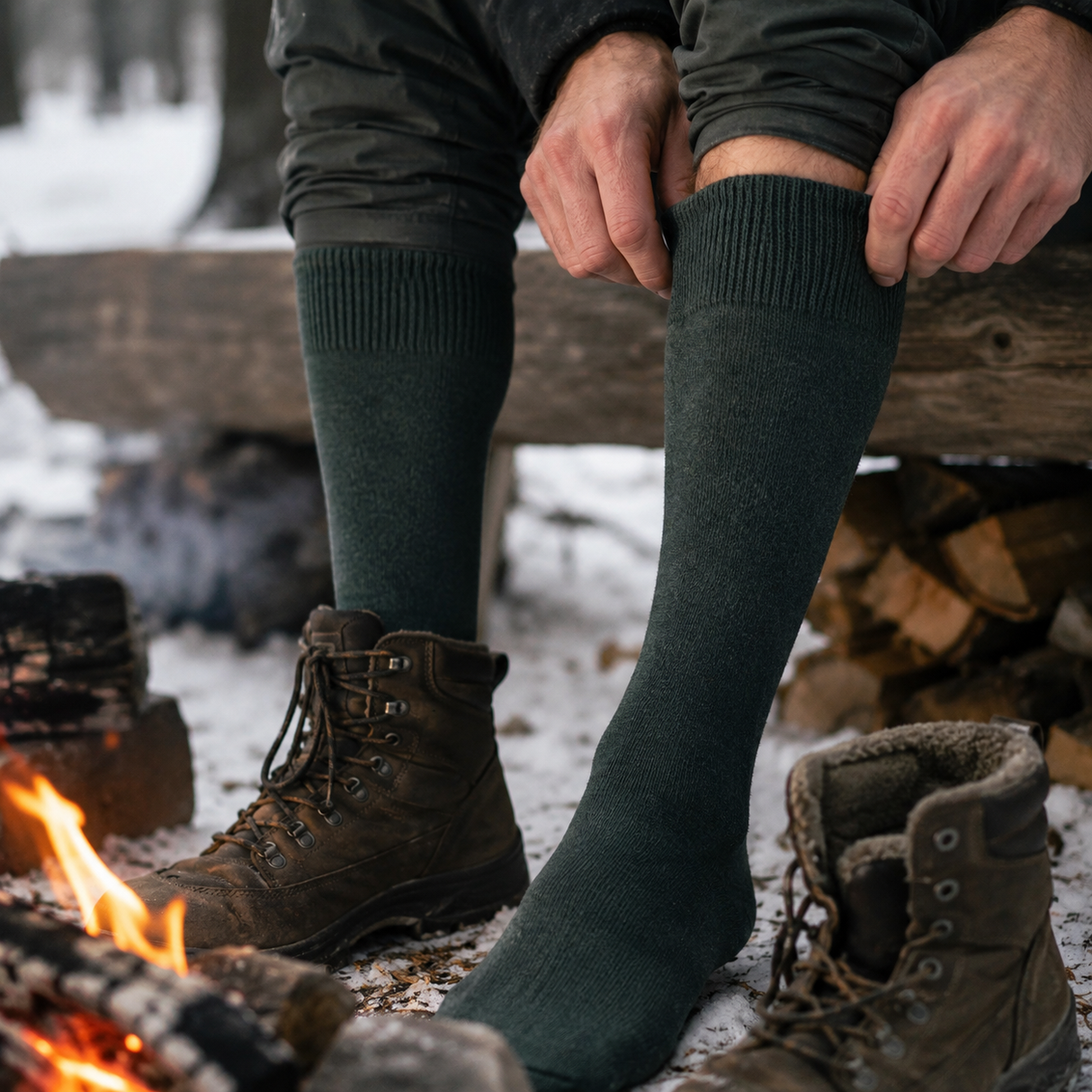 Thermal Socks Army 41–45 Long Outdoor Socks for Cold Weather