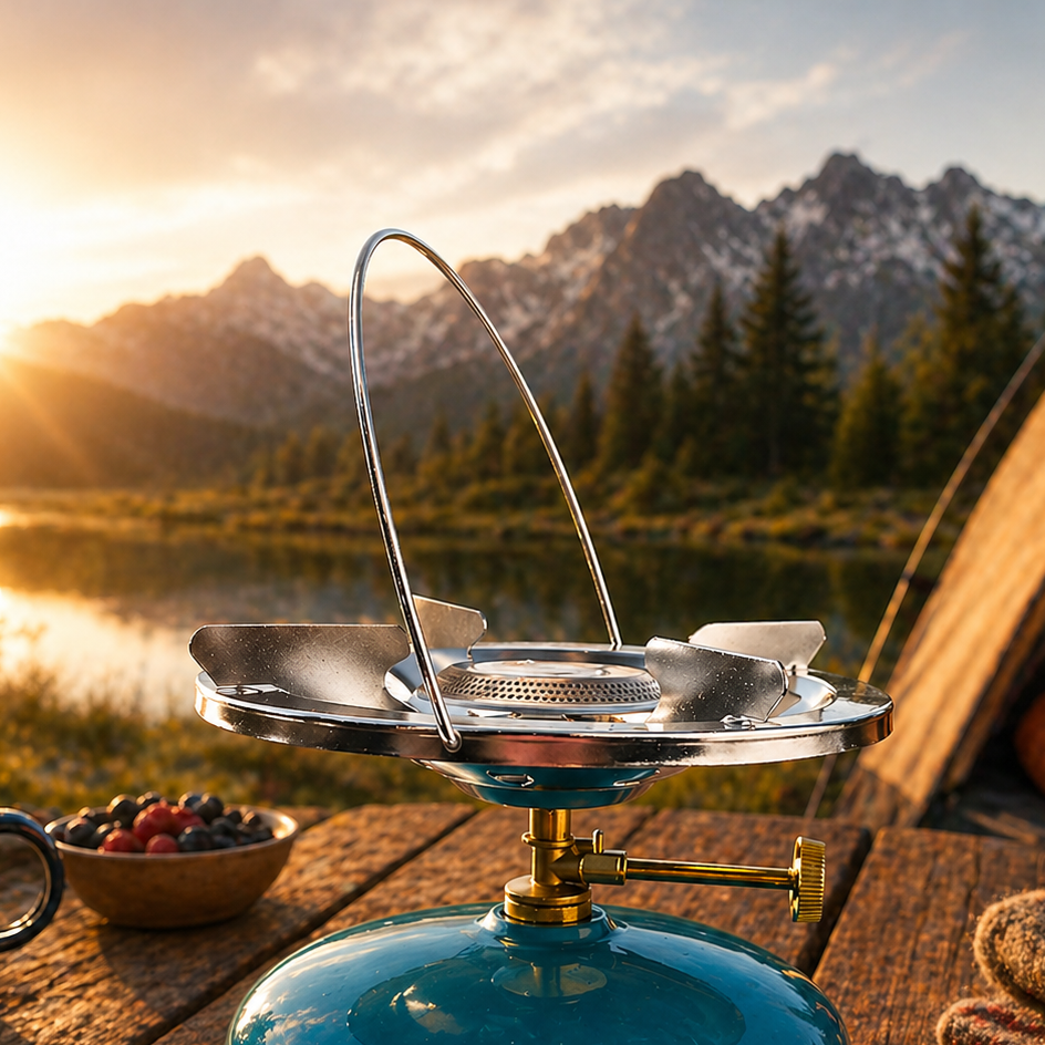 Camping-Gaskocher mit Einzelbrenner für 2–3-kg-Gasflasche, 22 cm – Outdoor-Kocher
