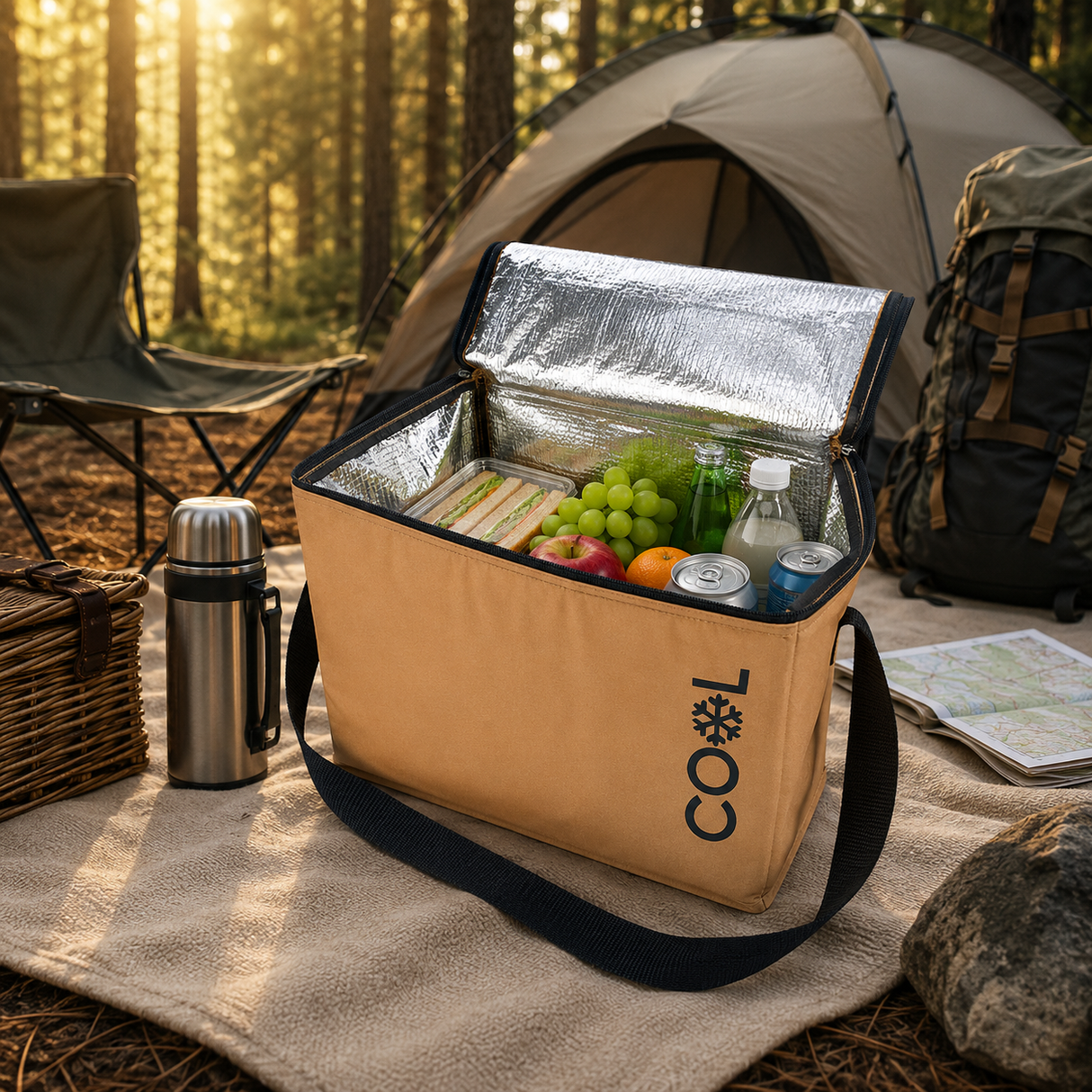 Cooler bag Portable with Carry Strap for Picnics and Travel 10L Brown