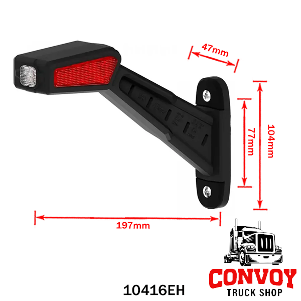 Feu de gabarit LED à bras droit, rectangulaire, en caoutchouc