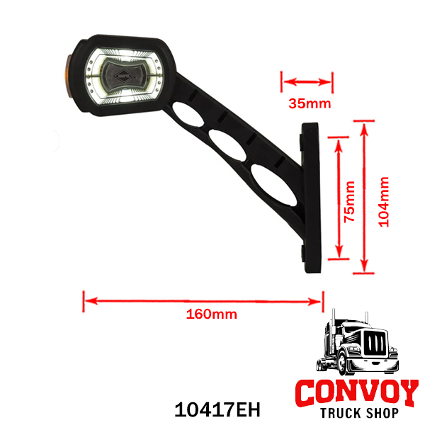 Feu de gabarit LED à bras droit, rectangulaire, en caoutchouc