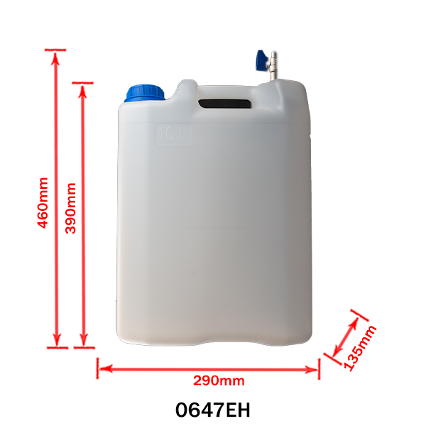 Plastový kanystr s kovovým kohoutkem