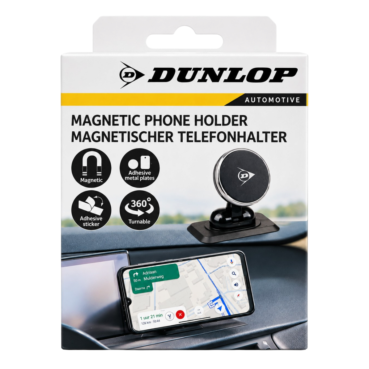 Car Phone Holder Magnetic Dashboard Mount with 360° Rotation for Hands-Free Navigation