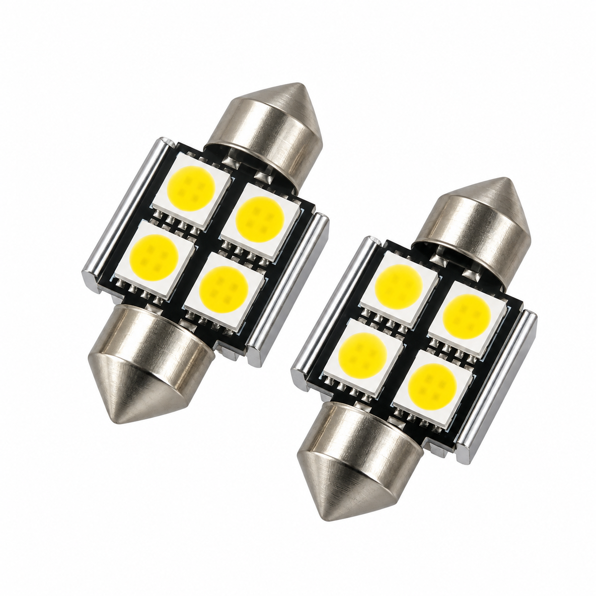 LED Festoon Bulbs 12V Canbus White 4 SMD 31–41mm 2 Pack