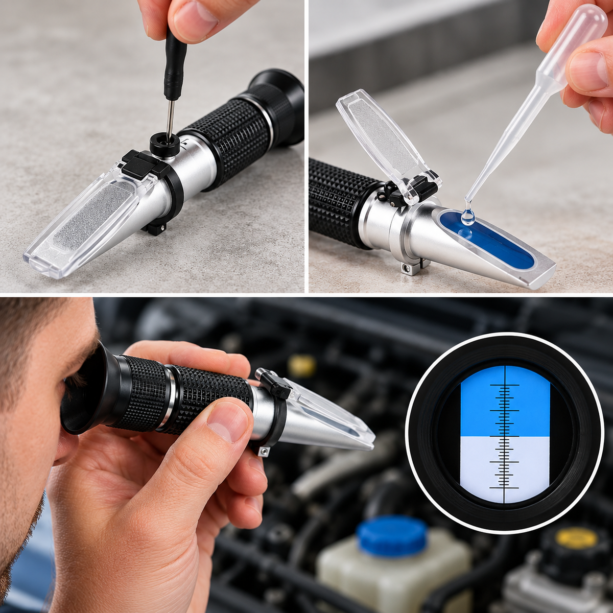 Refractometer for Antifreeze, Battery Fluid, Screenwash and AdBlue