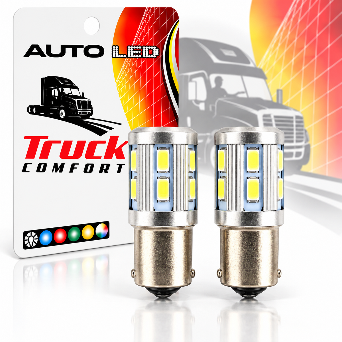LED Car Bulbs BA15S SMD White or Red 2 Pack