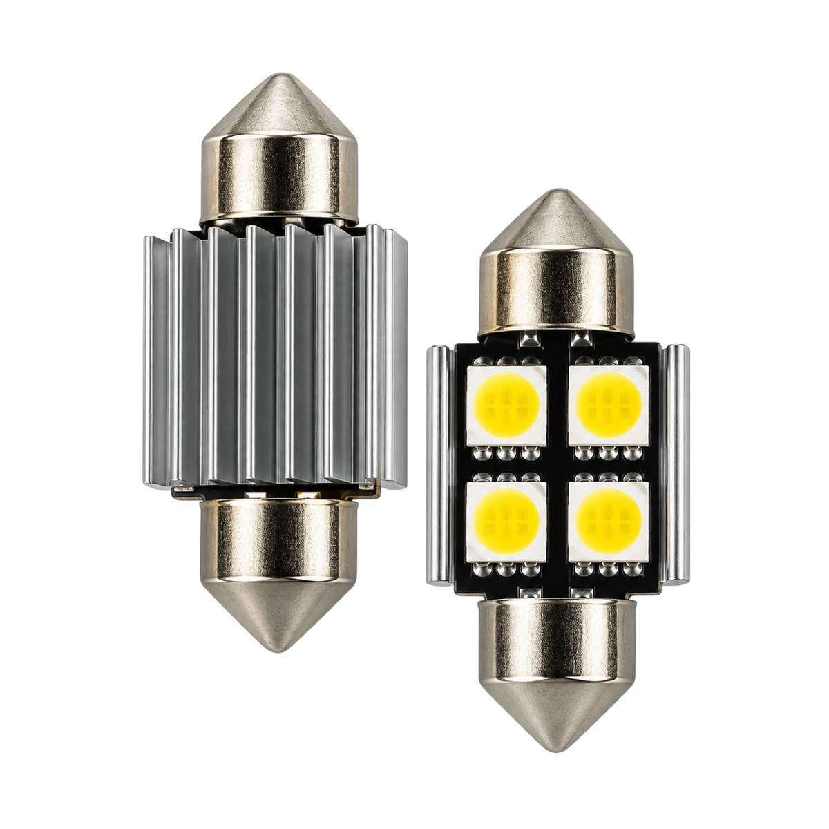 LED Festoon Bulbs 12V Canbus White 4 SMD 31–41mm 2 Pack