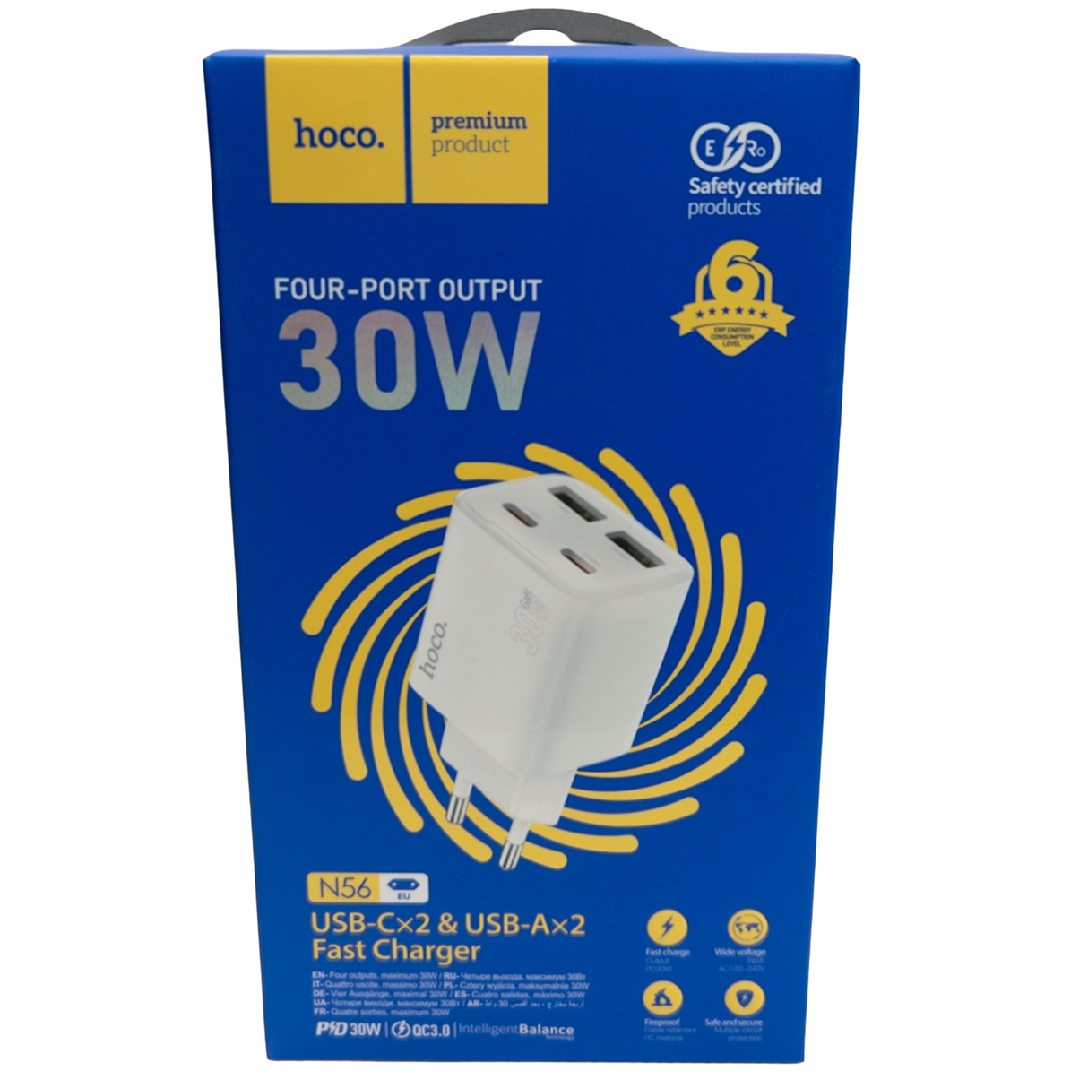 Caricatore da parete HOCO N56 4 porte USB/USB-C 20W – Bianco