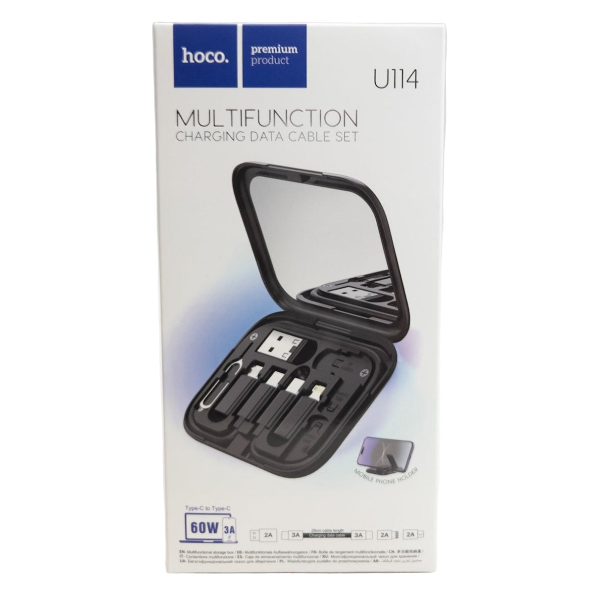 Kit de Cabos 6 em 1 para Viagem com Estojo Preto Hoco U114