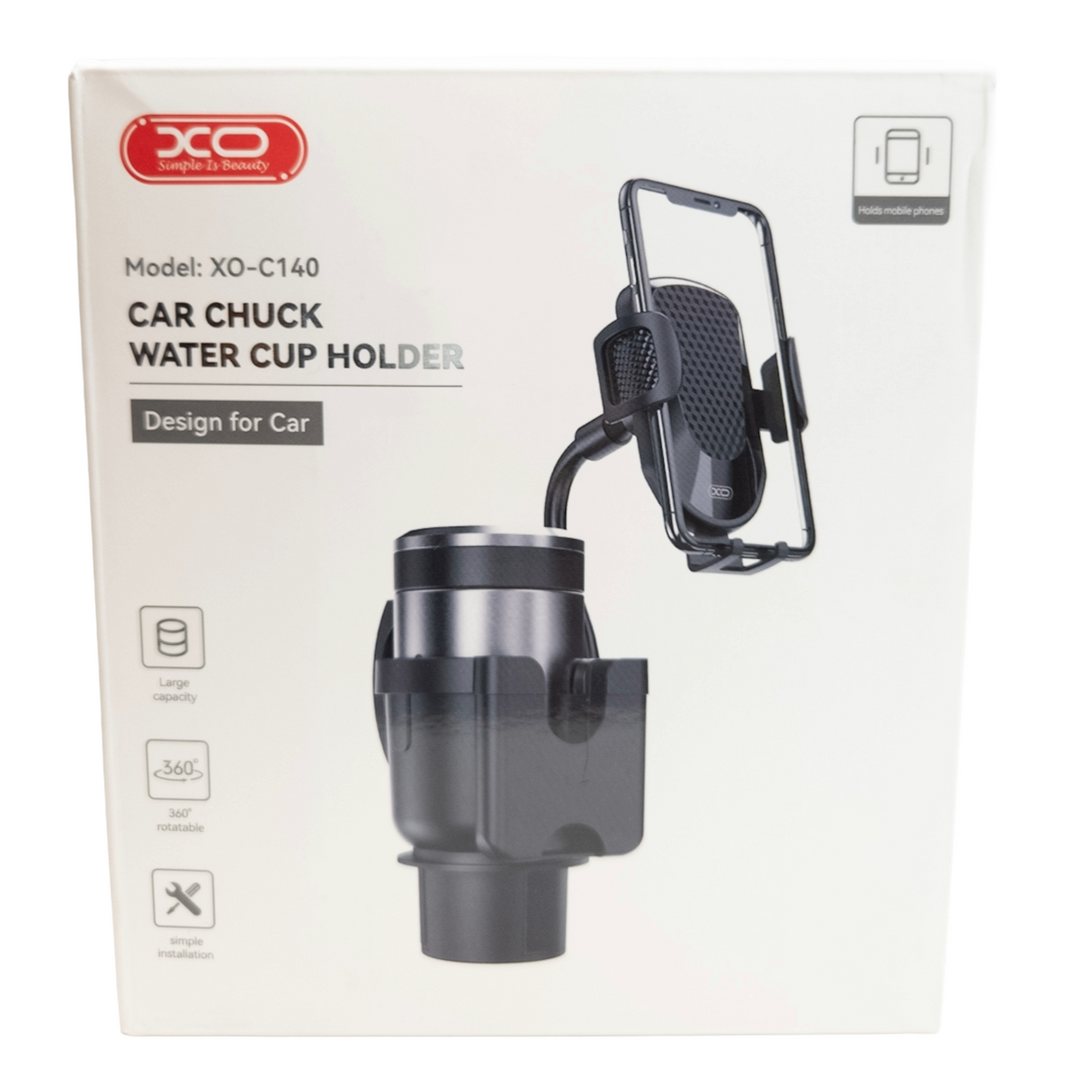 Suporte de Telemóvel para Carro XO C140 com Porta-Copos – Preto