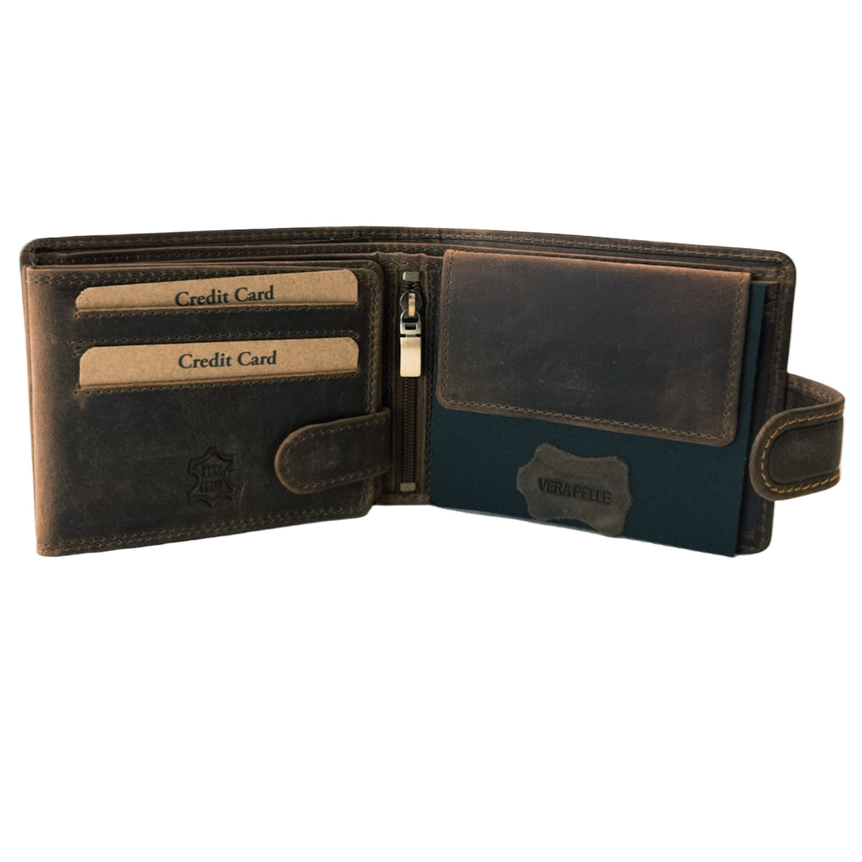 GreenDeed Herren-Lederbörse in rustikalem Braun mit Jagdmotiv