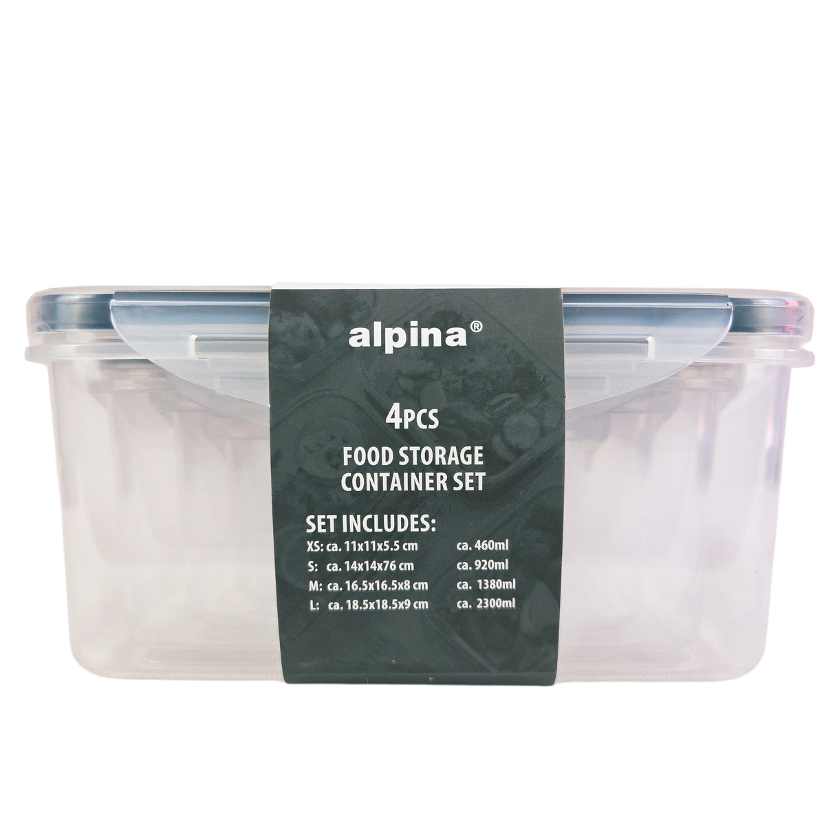 Food Storage Containers 4 Piece Plastic Airtight Set with Lids