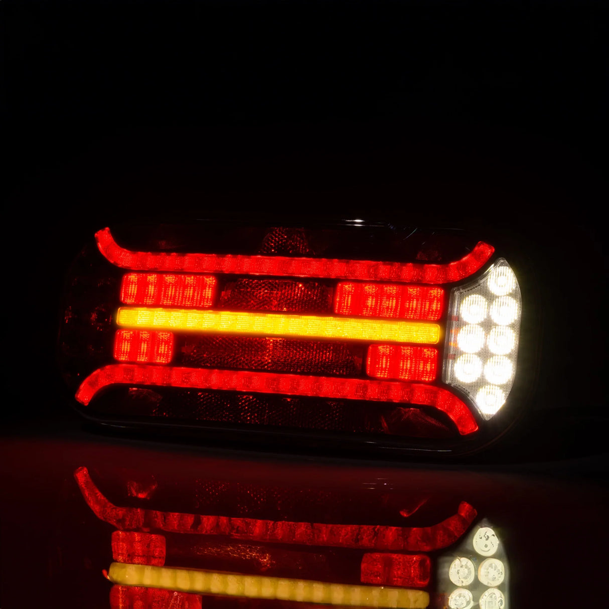 LED Rear Light, 6-Function with Dynamic Indicator & Reflector, 12-36V