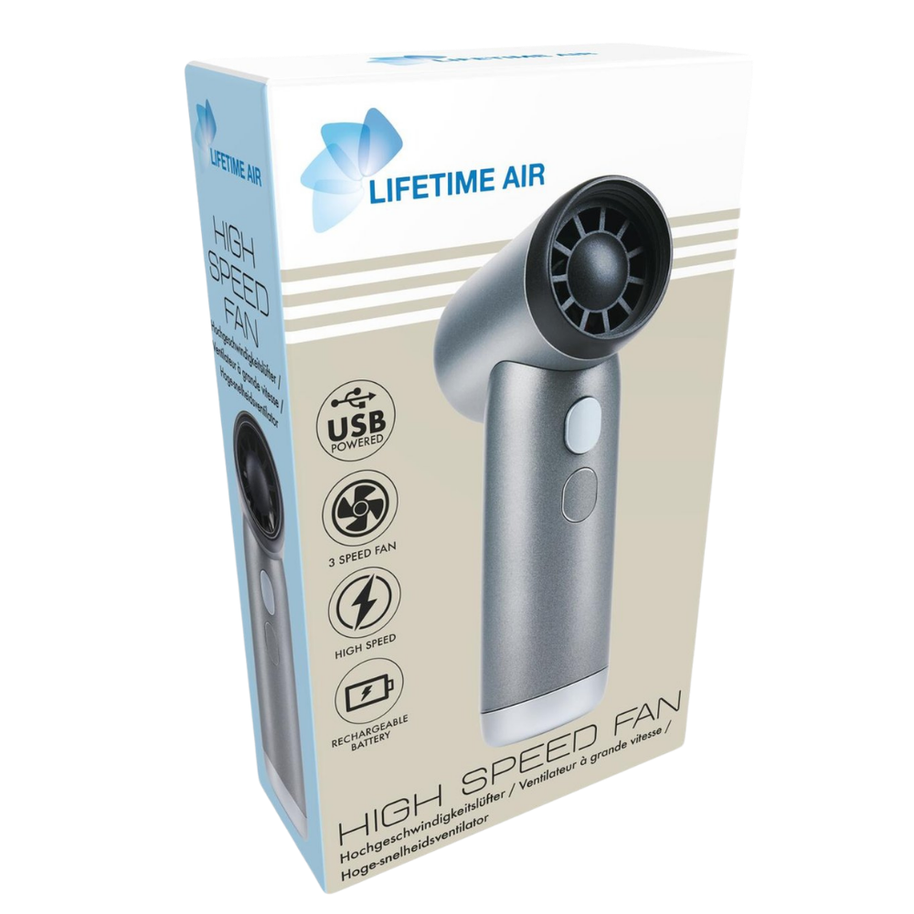 Handheld fan portable with bladeless cooling and usb charge, gray