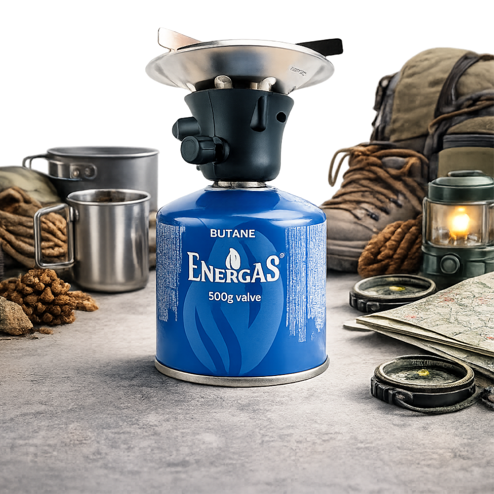 Butane gas canister for camping stove 500g 7/16" EN417