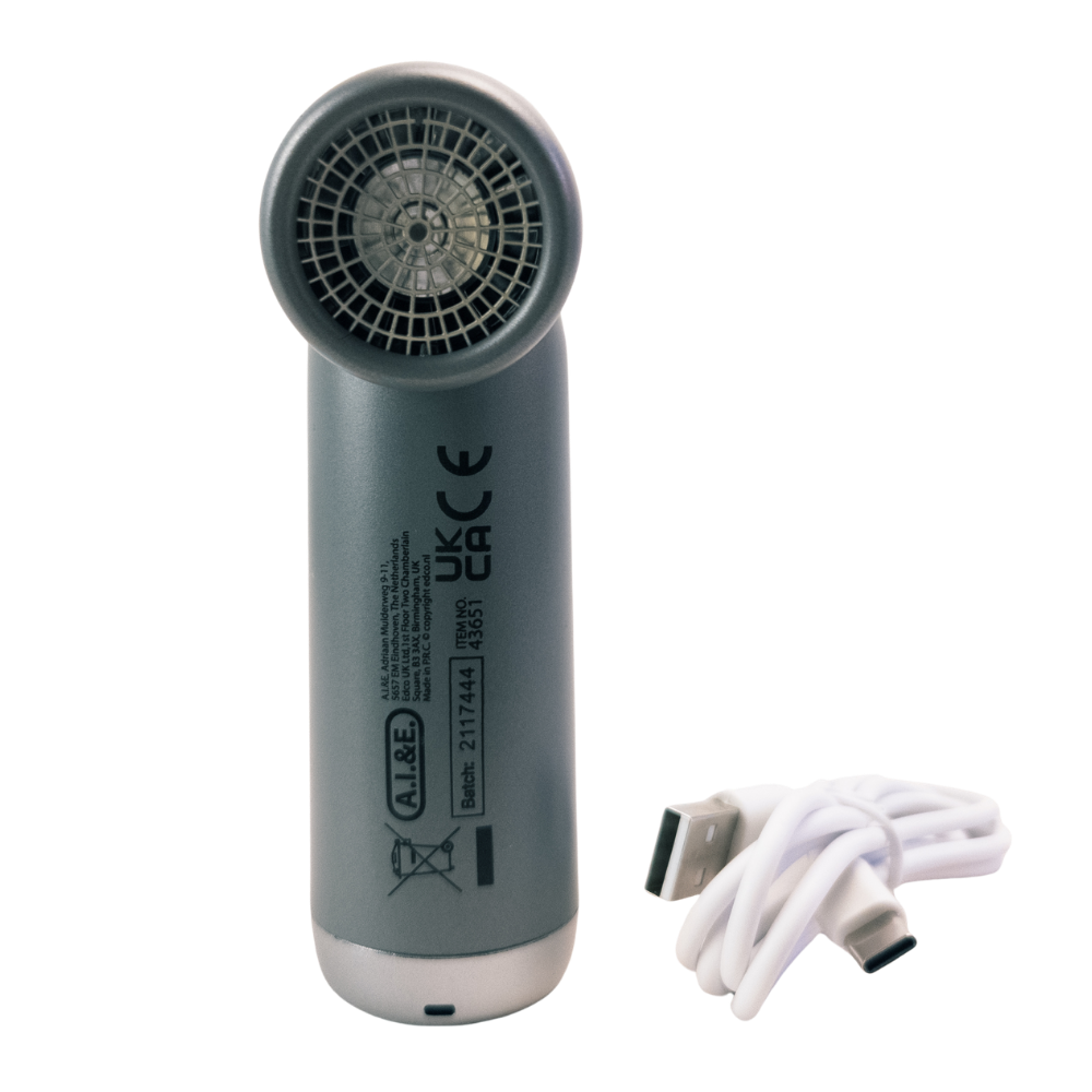 Handheld fan portable with bladeless cooling and usb charge, gray