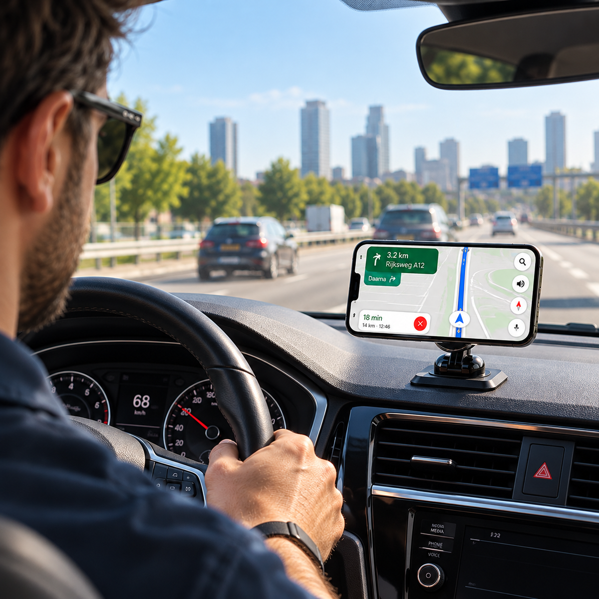 Car Phone Holder Magnetic Dashboard Mount with 360° Rotation for Hands-Free Navigation