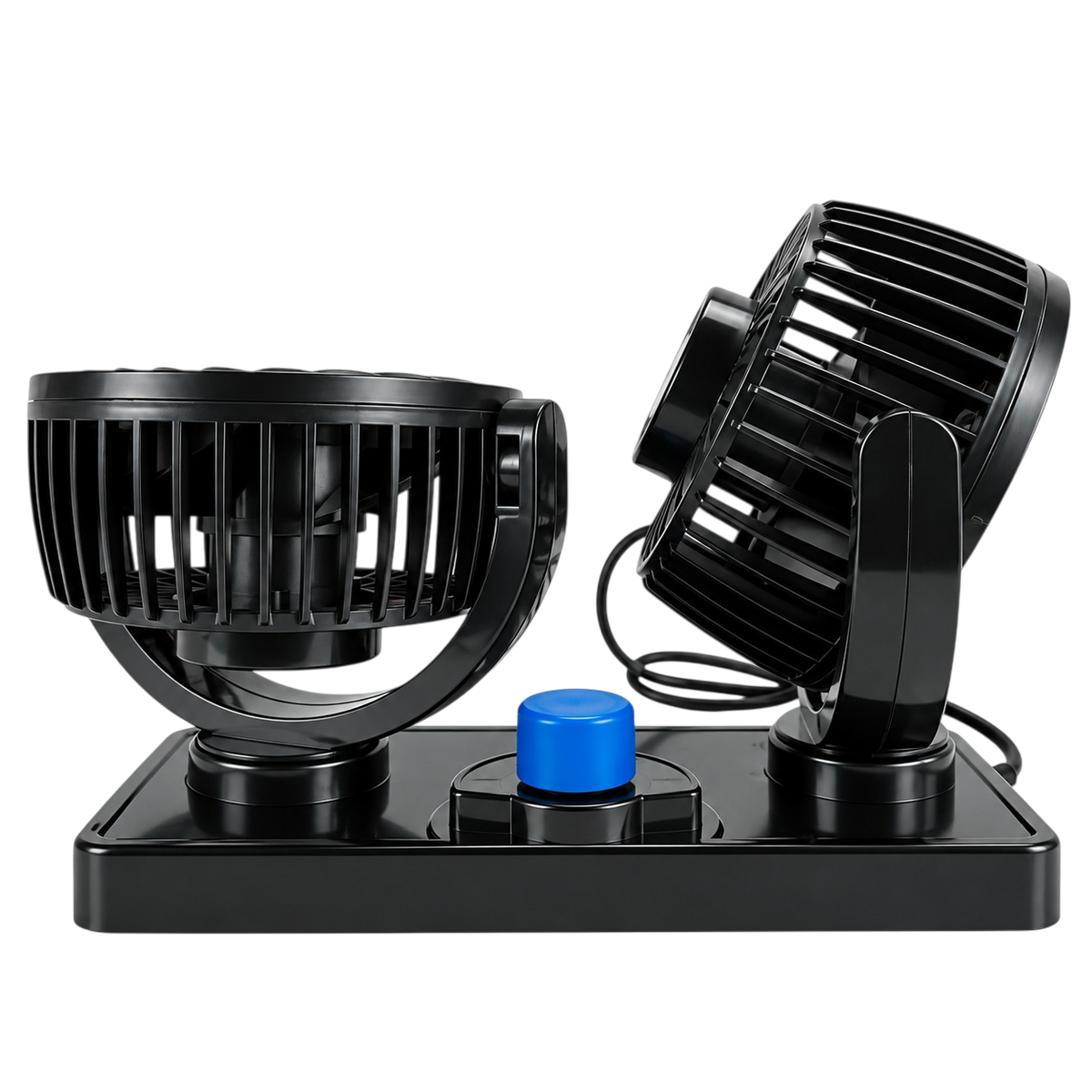 Car Fan with Dual Adjustable Heads, 2 Speeds, 2x15cm