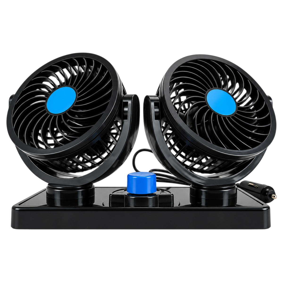 Car Fan with Dual Adjustable Heads, 2 Speeds, 2x15cm