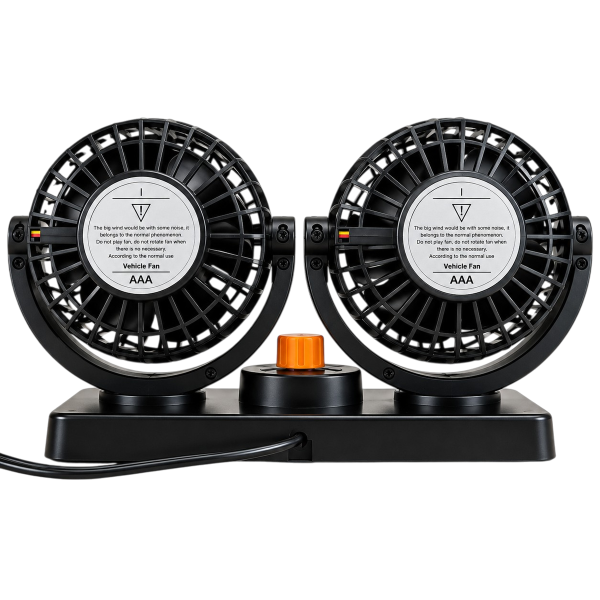 Car Fan with Dual Adjustable Heads, 2 Speeds, 2x15cm