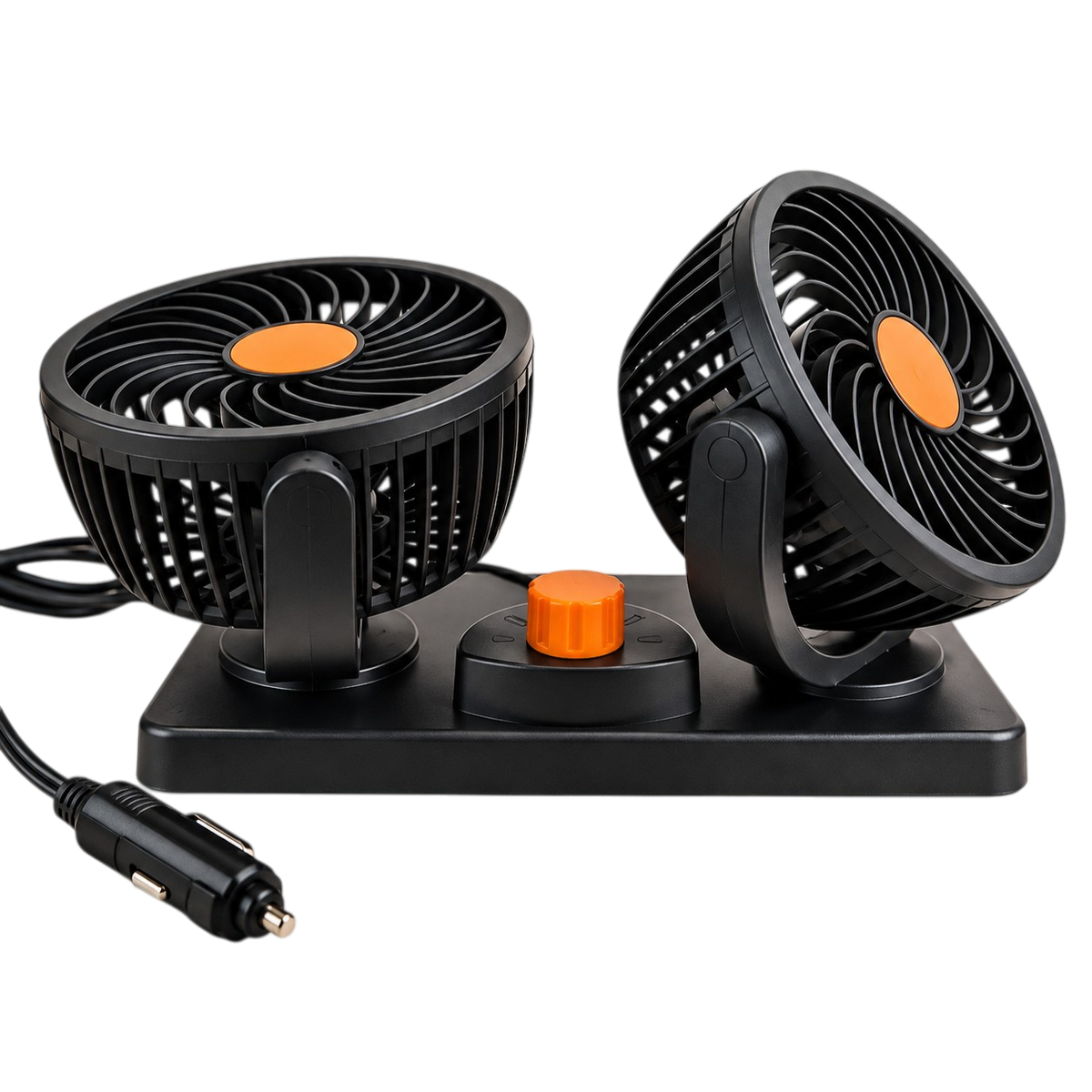 Car Fan with Dual Adjustable Heads, 2 Speeds, 2x15cm
