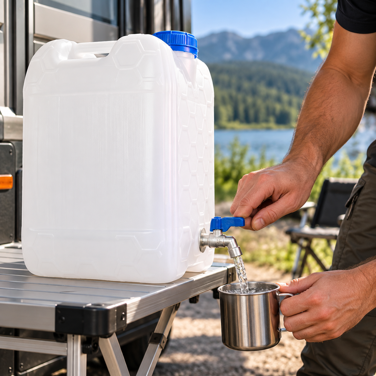 Plastic water jerry can with metal tap 10/20/30 litre