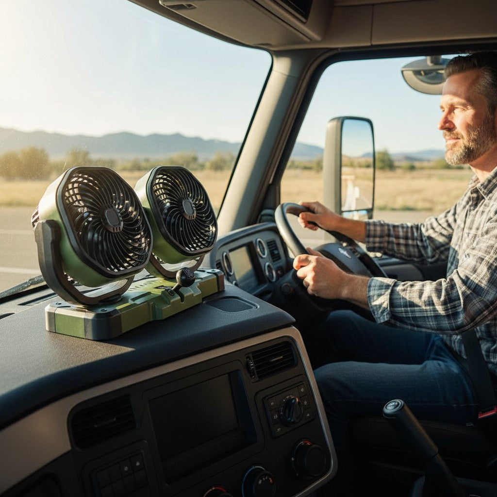 USB ventilátor 4palcový s dvojitou hlavou 360° nastavitelný na palubní desce