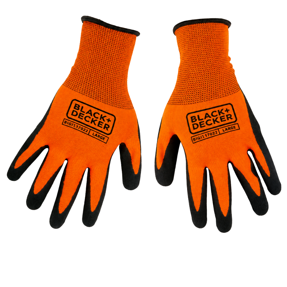 Safety Work Gloves for DIY and General Use, Orange/Black, Size L