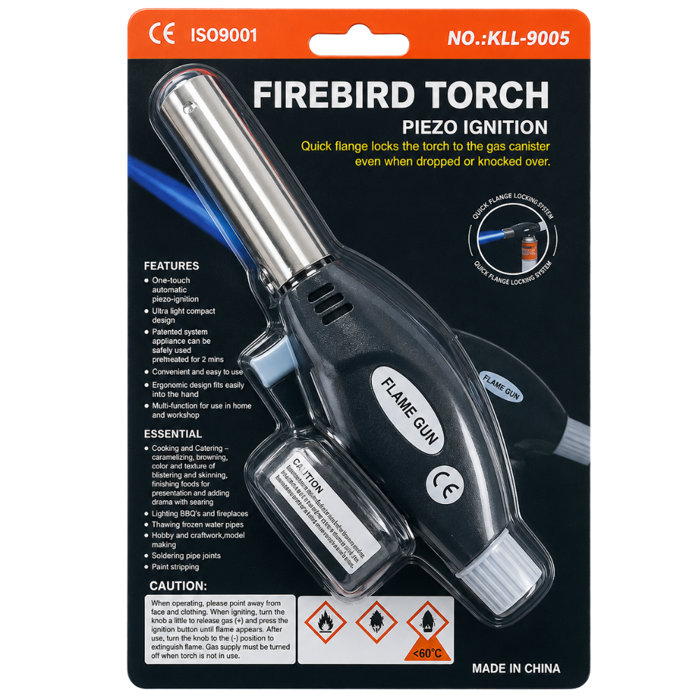 Blow Torch Head for 227g Gas Canister, Piezo Ignition, Adjustable Flame Control, Multi-Purpose Use