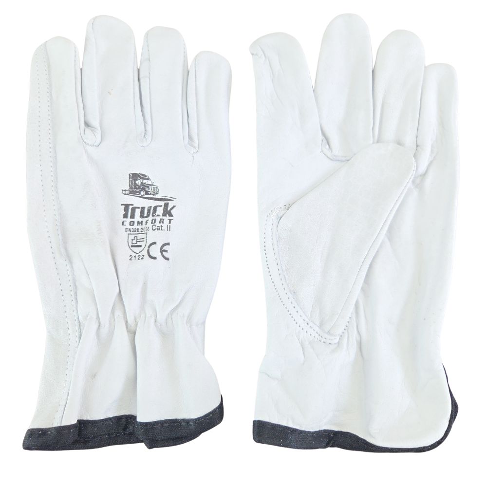 Driver Work Glove Soft Leather with Elastic Cuff, Size 10