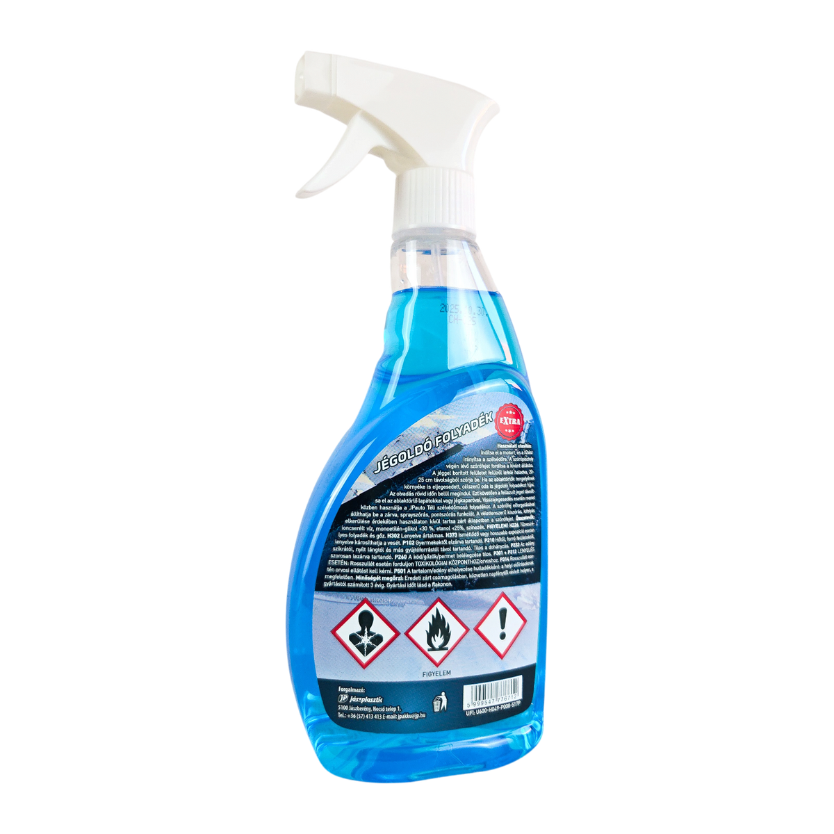 Scheibenenteiser Spray von hinten, Gebrauchsanweisung und Gefahrensymbole