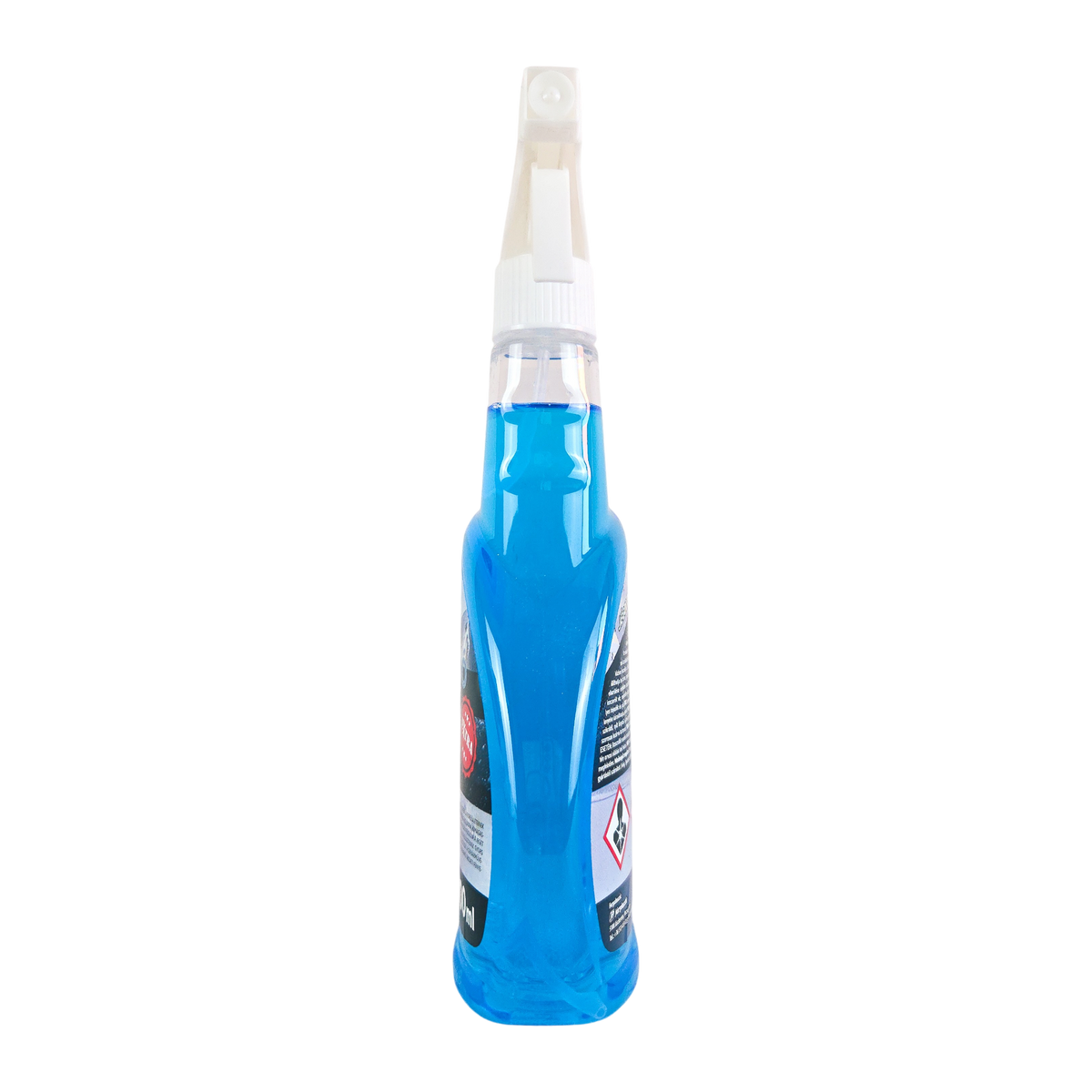 Scheibenenteiser Spray von der Seite, Flaschenform und Sprühkopf