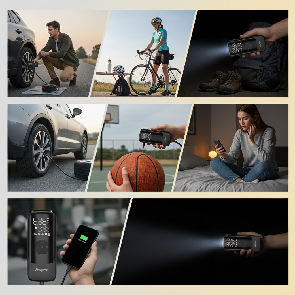 Mini compresor portátil con power bank y linterna LED Energizer PAC4000