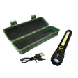Rechargeable Flashlight with Integrated LED Strip and Adjustable Focus