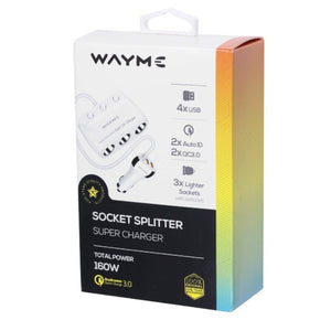 3-Port Car Cigarette Lighter Splitter with 2 USB Ports