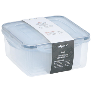 Food Storage Containers 4 Piece Plastic Airtight Set with Lids