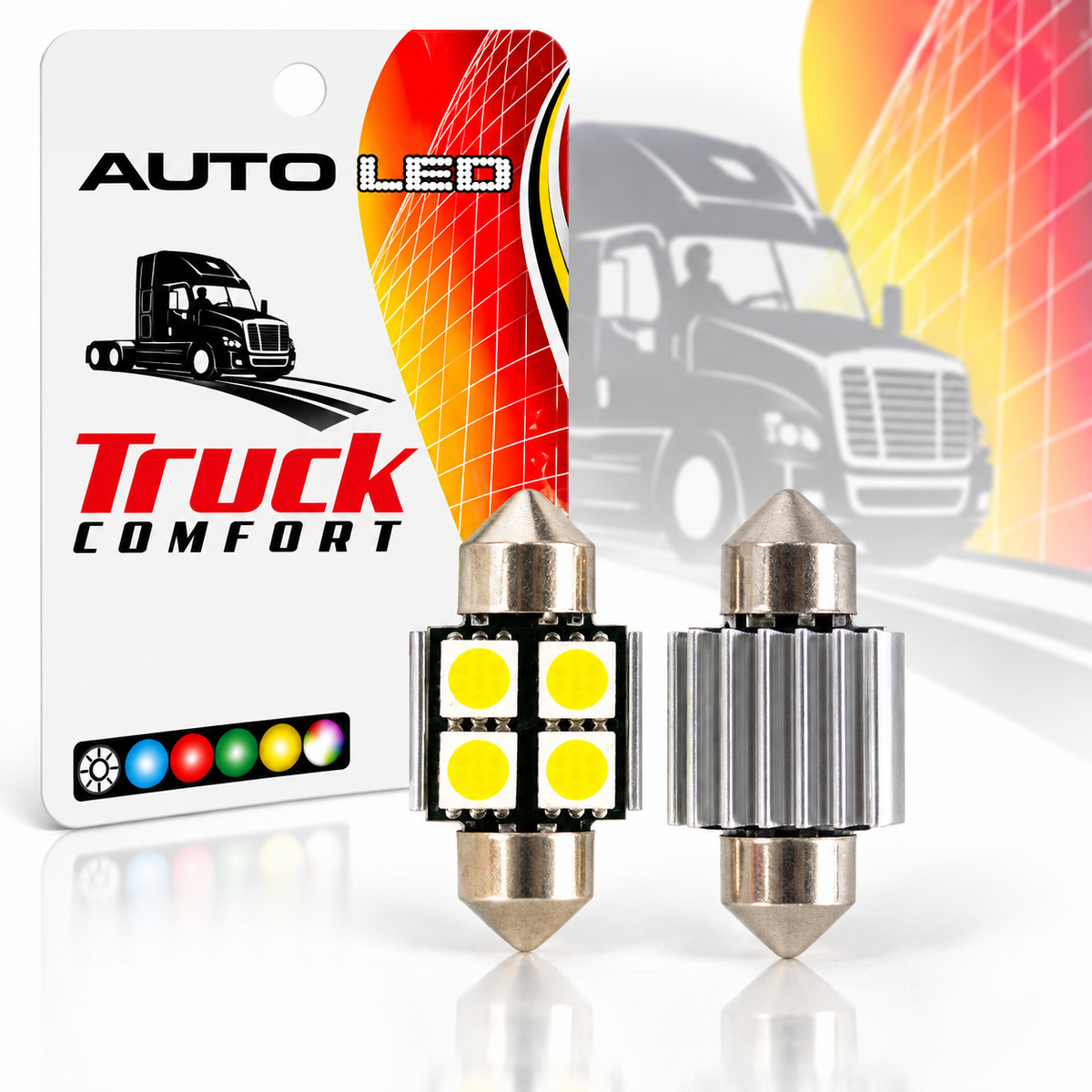 LED Festoon Bulbs 12V Canbus White 4 SMD 31–41mm 2 Pack