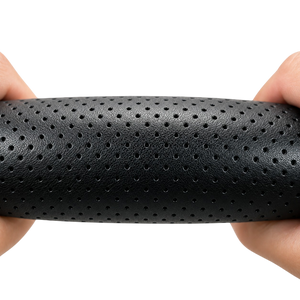 Leather Steering Wheel Cover 37–38 cm Stitch On Black Perforated Design