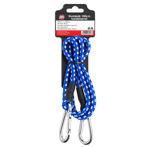 Bungee Cord with Carabiner Clips 8 mm, blue 1pcs