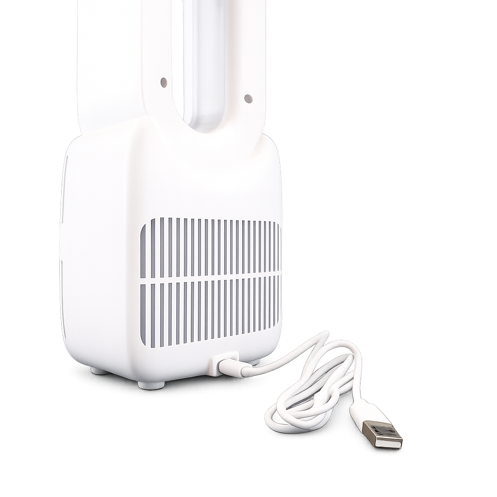 Bladeless desk fan USB-C powered with mood light