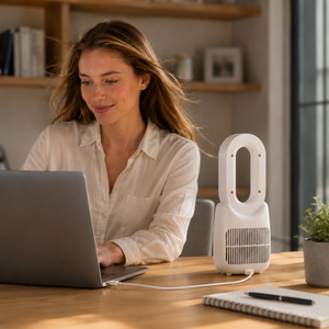 Bladeless desk fan USB-C powered with mood light