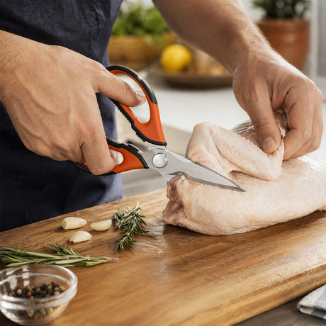 Tijeras de Cocina Multifunción de Acero Inoxidable 5 en 1 con Abrebotellas y Cascanueces